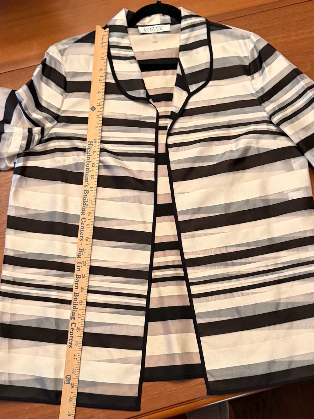 NWT Kasper Striped Open-Front Jacket in Black and White